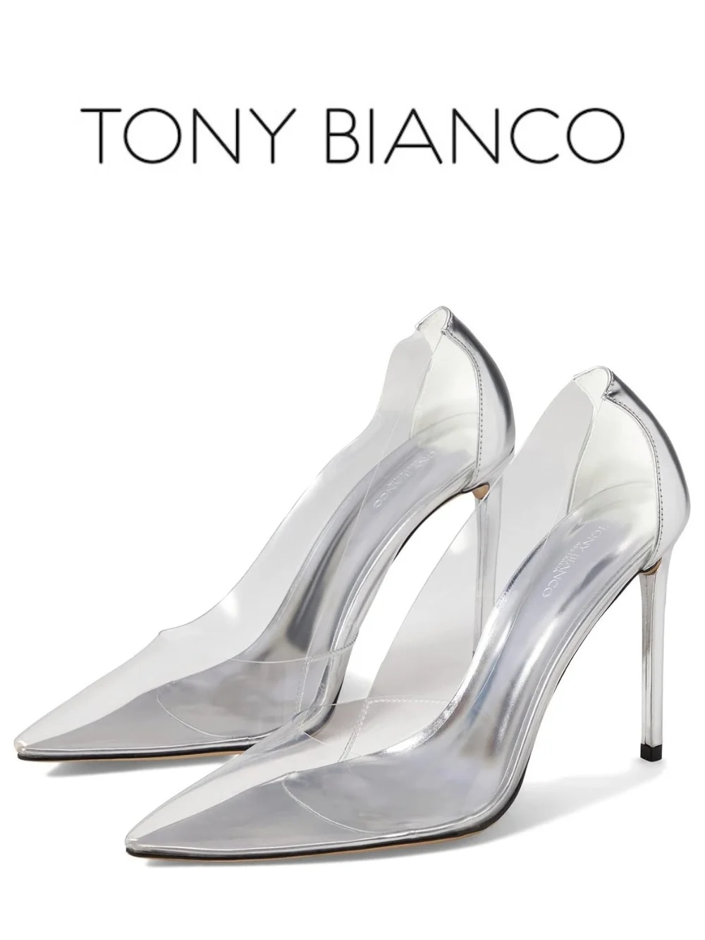 Tony Bianco Alijah Clear Vinylite/Silver - Size 8 M